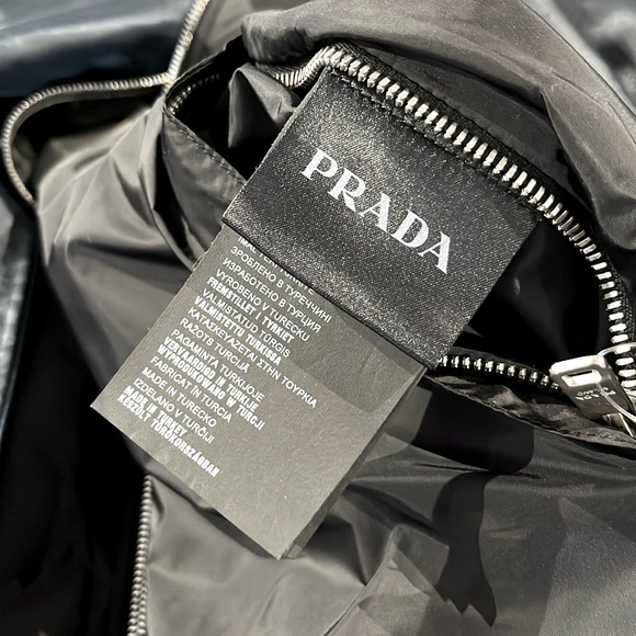 Prada Black Reversible Leather and Nylon Bomber Jacket - Picture 12 of 14